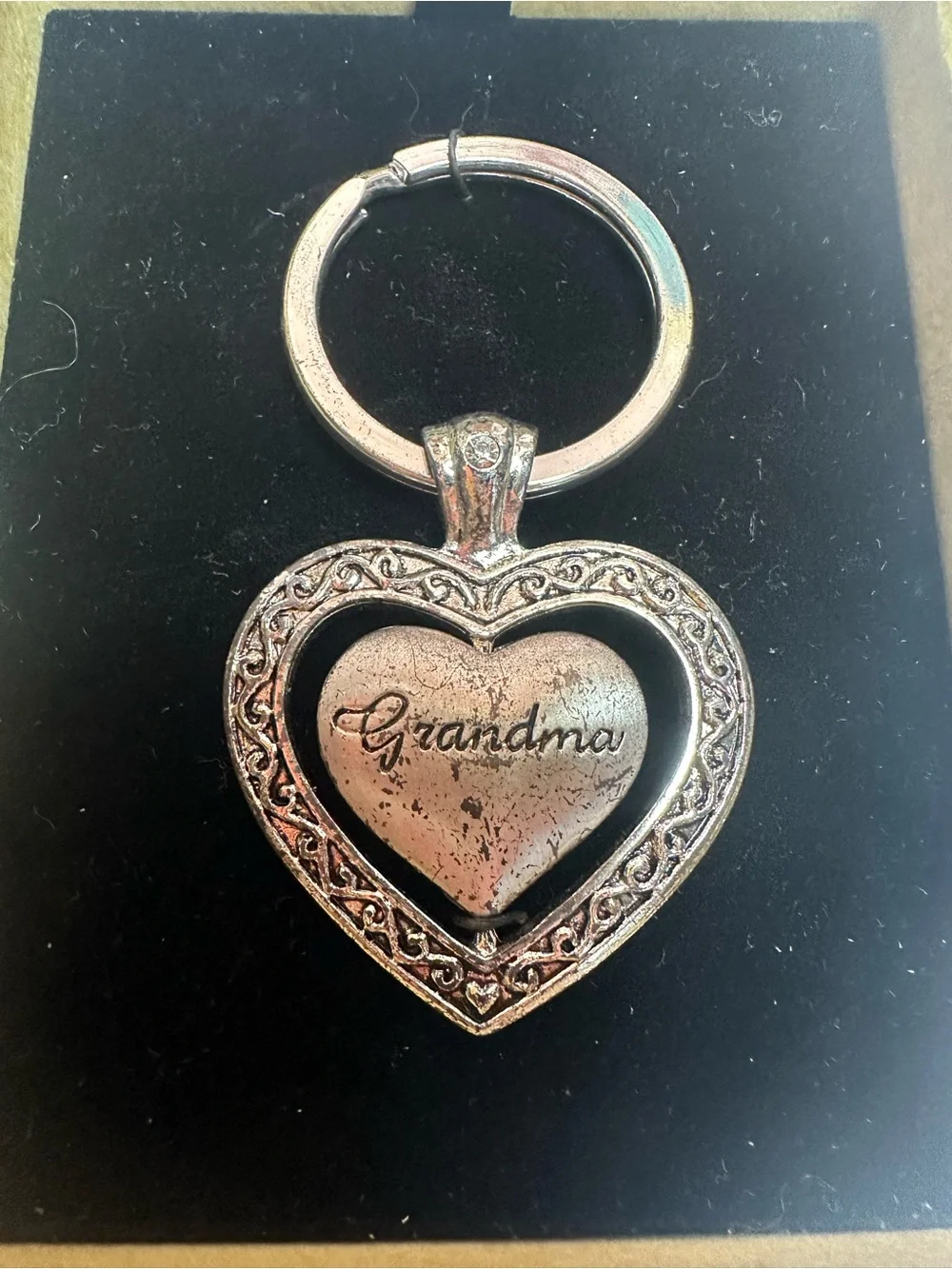 Heart 'Love' Keychain Card Holder - Silver